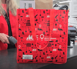 Ace Hardware reusable carry bag supporting Children's Miracle Network Hospitals