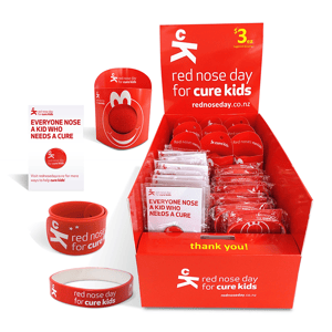 Cure Kids Red Nose Day merchandise — a charity fundraising campaign by Novelli
