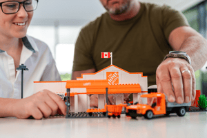 Home Depot Canada NovaBrix custom branded building brick set — Novelli retail kids campaign merchandise