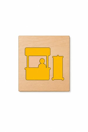 Custom branded wooden craft kit displayed as a trade show giveaway at an event booth