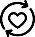 Heart inside a circular arrow icon representing donor retention and repeat giving