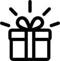 Gift box icon representing tangible donor rewards